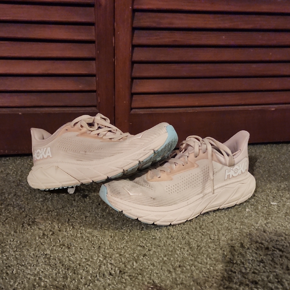 Hoka Women's Beige and Blue Athletic Shoes